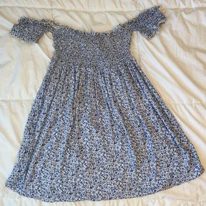 Nordstrom BP Sun and Shadow Off the Shoulder Dress Blue and White Floral size S